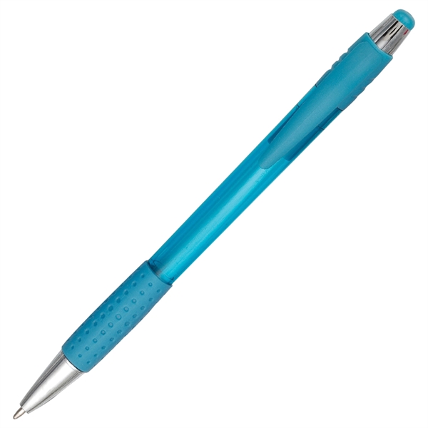 Retractable plastic pen with translucent colored barrel featuring a golf ball... from ASI 90859 Tempo Industries Inc / Tempoline