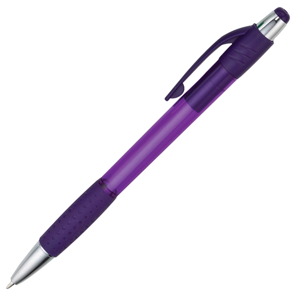 Retractable plastic pen with translucent colored barrel featuring a golf ball... from ASI 90859 Tempo Industries Inc / Tempoline