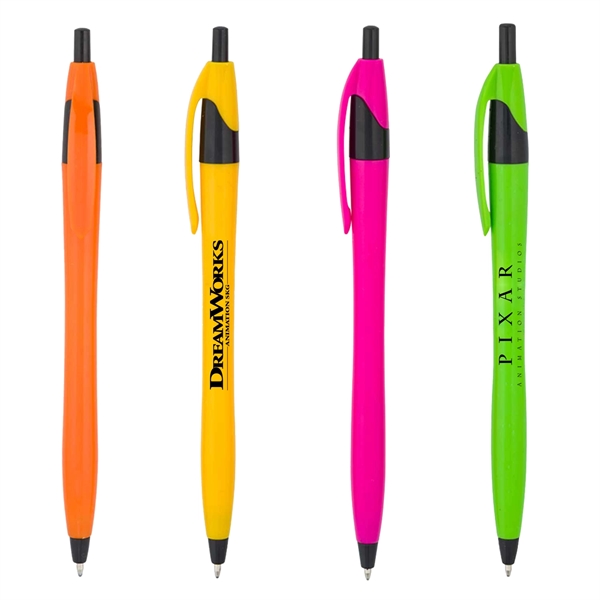 Click-action Clyde pen made of plastic with a curvaceous, hourglass shape.... from ASI 90859 Tempo Industries Inc / Tempoline