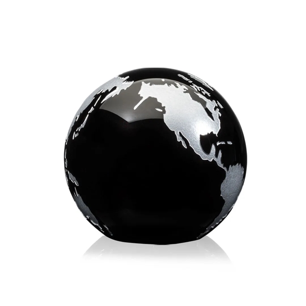 Wonderful 3" World Globe Paperweight in deep black optical crystal. ... from ASI 84592 St Regis Group / St Regis