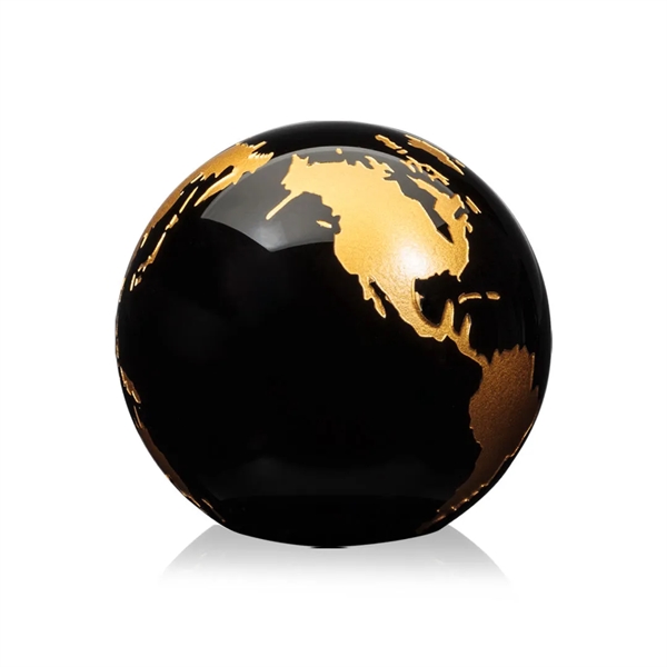 Wonderful 3" World Globe Paperweight in deep black optical crystal. ... from ASI 84592 St Regis Group / St Regis
