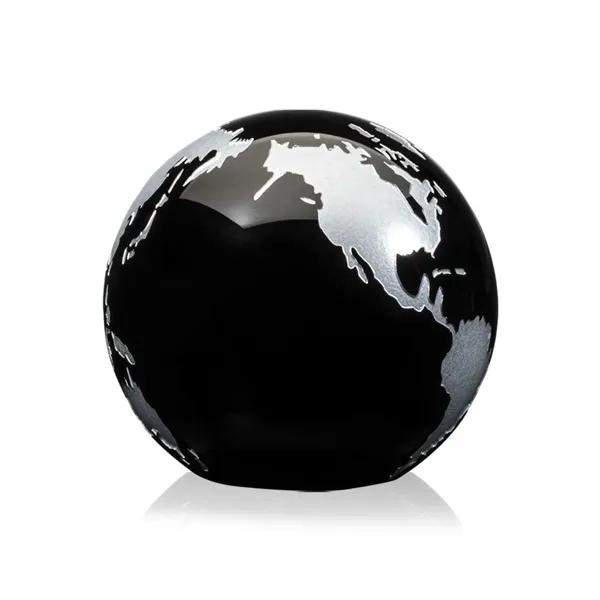 Wonderful 3" World Globe Paperweight in deep black optical crystal. ... from ASI 84592 St Regis Group / St Regis