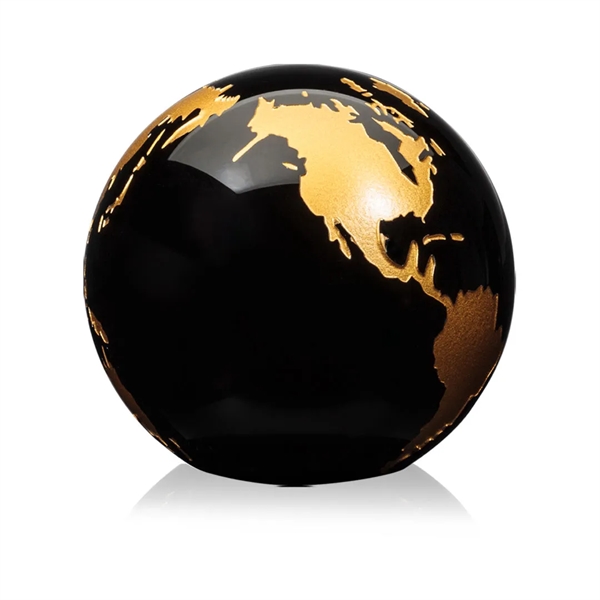 Wonderful 3" World Globe Paperweight in deep black optical crystal. ... from ASI 84592 St Regis Group / St Regis