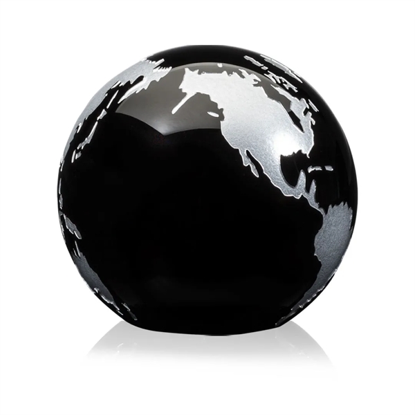 Wonderful 3" World Globe Paperweight in deep black optical crystal. ... from ASI 84592 St Regis Group / St Regis