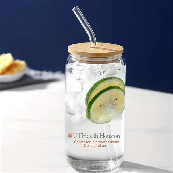 Glass Tumbler with Bamboo lid and straw 16 oz... from ASI 72657 Active Life Promo / Ingrain Promo Ingrain