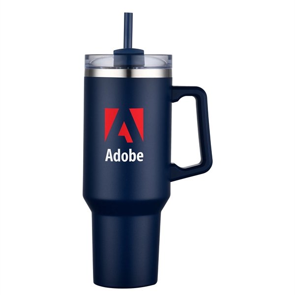 40-ounce tumbler with double-walled vacuum insulation, ergonomic handle, lid, straw and... from ASI 90807 Tekweld