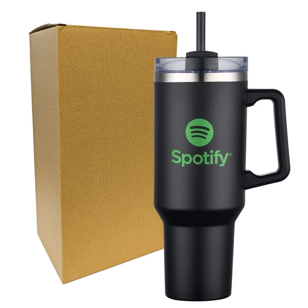 40-ounce tumbler with double-walled vacuum insulation, ergonomic handle, lid, straw and... from ASI 90807 Tekweld