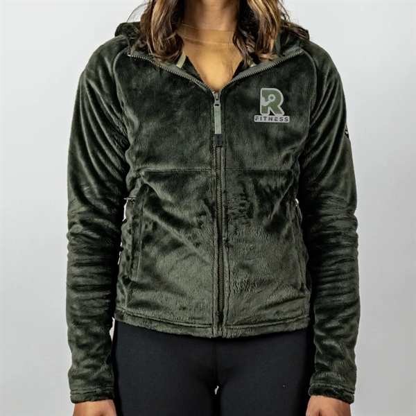 Recycled double-brushed polyester knit fleece with full zipper, adjustable drawcord hood... from ASI 61125 Hit Promotional Products / Hit®