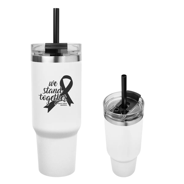 40-ounce tumbler with a handle, double-wall construction, screw-on and spill-resistant lid,... from ASI 61125 Hit Promotional Products / Hit®
