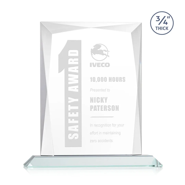 Rectangular shape starfire color award on a base.... from ASI 84592 St Regis Group / St Regis