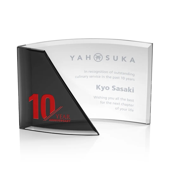 Ultra-Contemporary Starfire Crescent Award features a front curving ebony or sapphire... from ASI 84592 St Regis Group / St Regis