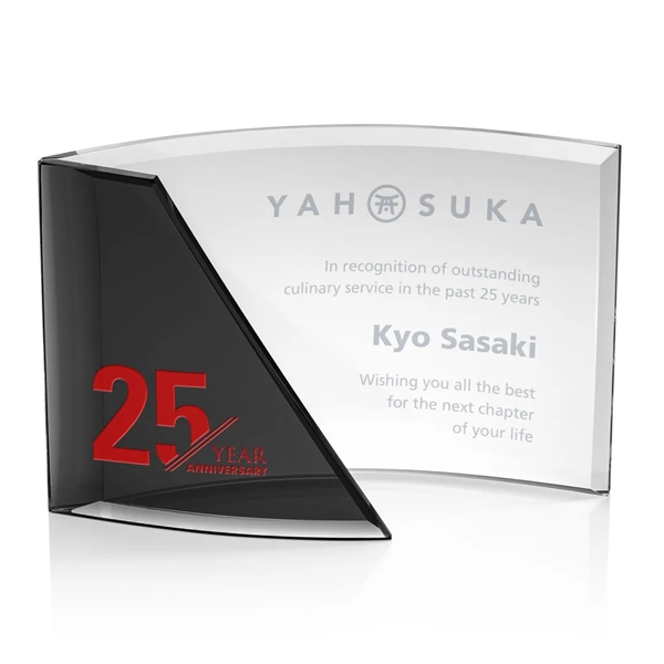 Ultra-Contemporary Starfire Crescent Award features a front curving ebony or sapphire... from ASI 84592 St Regis Group / St Regis
