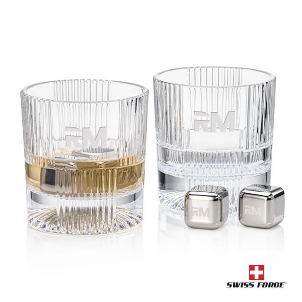 Blackwell on-the-rocks glasses are paired with a set of 4 stainless... from ASI 84592 St Regis Group