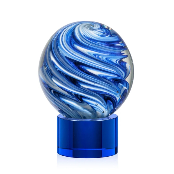 The mesmerizing Naples Art Glass Award features blue and white swirls... from ASI 84592 St Regis Group / St Regis