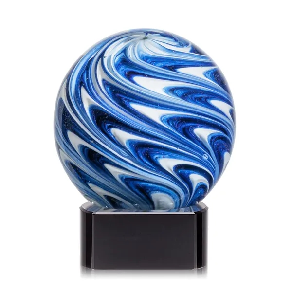 The mesmerizing Naples Art Glass Award features blue and white swirls... from ASI 84592 St Regis Group / St Regis
