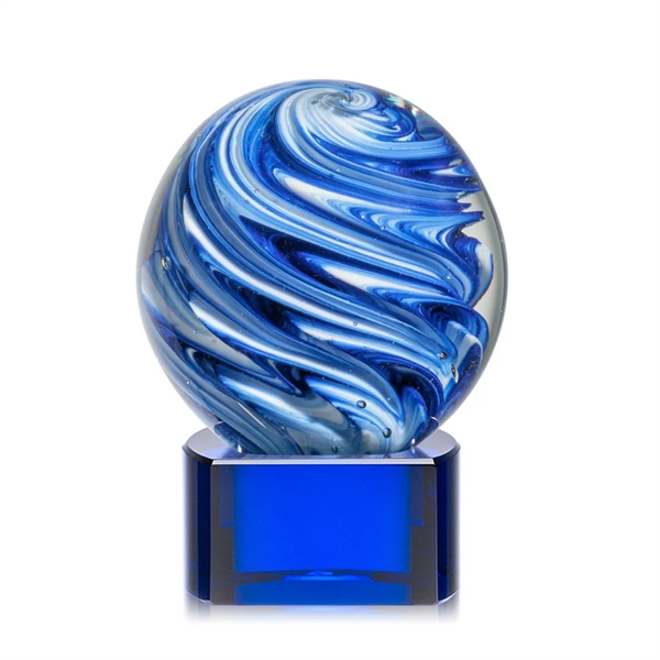 The mesmerizing Naples Art Glass Award features blue and white swirls... from ASI 84592 St Regis Group / St Regis