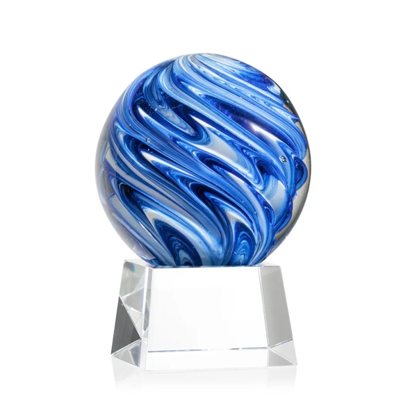 The mesmerizing Naples Art Glass Award features blue and white swirls... from ASI 84592 St Regis Group / St Regis