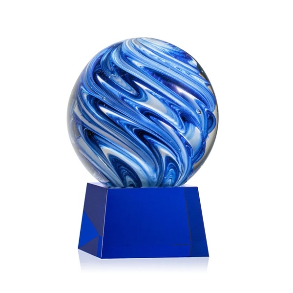 The mesmerizing Naples Art Glass Award features blue and white swirls... from ASI 84592 St Regis Group / St Regis