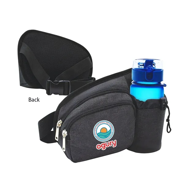 300D polyester 2-Zipper Heather Sport Fanny Pack w/ Bottle Holder... from ASI 41511 Brainchild USA Inc