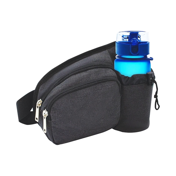 300D polyester 2-Zipper Heather Sport Fanny Pack w/ Bottle Holder... from ASI 41511 Brainchild USA Inc