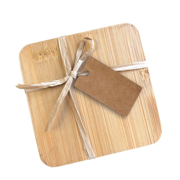 4 square bamboo coasters tied with a gift card makes a... from ASI 98766 Yanlee Trading Co Ltd / Delite Promotional Products