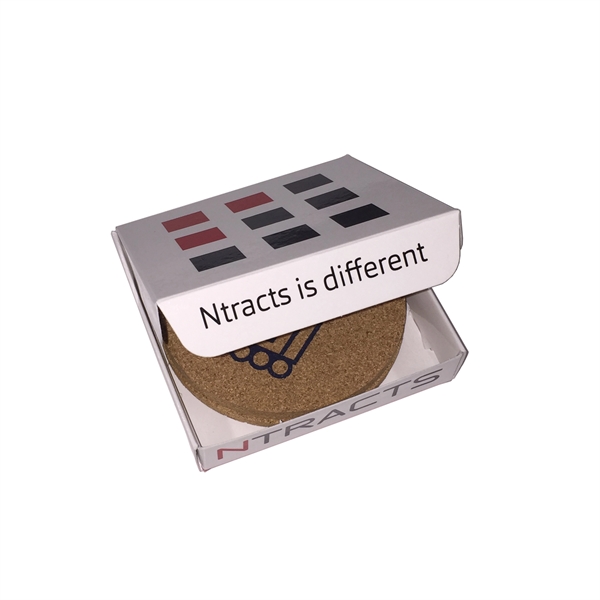 Set of 4 cork coasters with 1-color imprint and a full-color... from ASI 90807 Tekweld