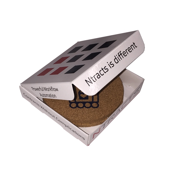 Set of 4 cork coasters with 1-color imprint and a full-color... from ASI 90807 Tekweld