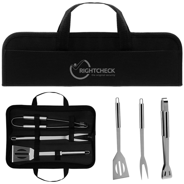 3 piece BBQ set with spatula, fork, and tongs in a... from ASI 62190 Illini