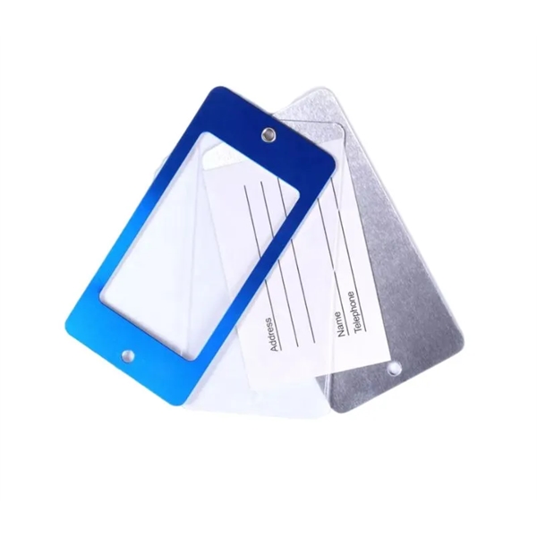 Aluminum acrylic luggage tag plus free laser engraved on back side... from ASI 37218 Athena Promo (tm)