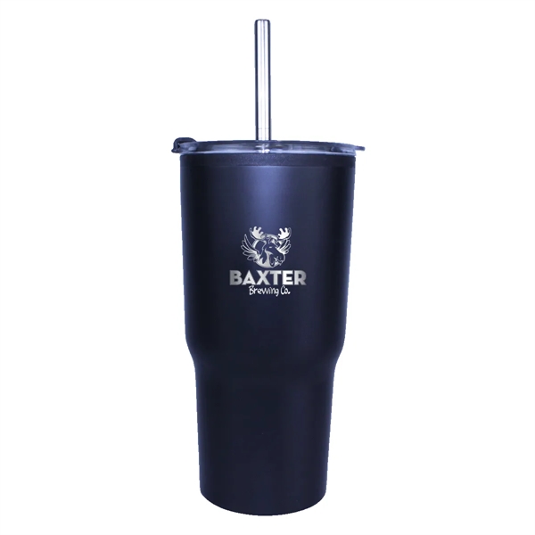 20 oz. Ares Tumbler with Stainless Straw/Flip Top Lid, Laser... from ASI 30270 Aakron Line