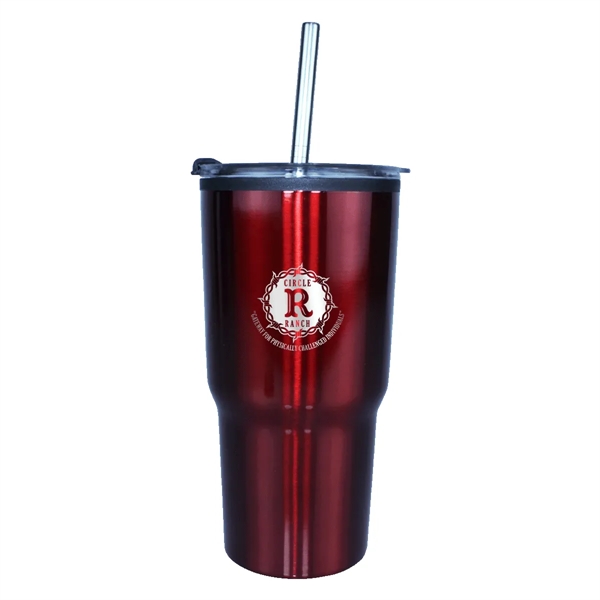20 oz. Ares Tumbler with Stainless Straw/Flip Top Lid, Laser... from ASI 30270 Aakron Line