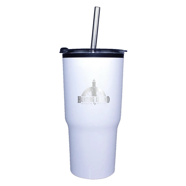 20 oz. Ares Tumbler with Stainless Straw/Flip Top Lid, Laser... from ASI 30270 Aakron Line