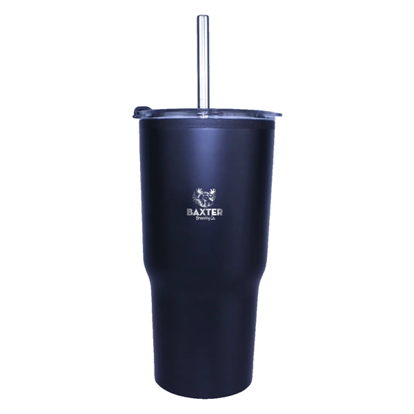 20 oz. Ares Tumbler with Stainless Straw/Flip Top Lid, Laser... from ASI 30270 Aakron Line