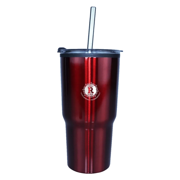 20 oz. Ares Tumbler with Stainless Straw/Flip Top Lid, Laser... from ASI 30270 Aakron Line