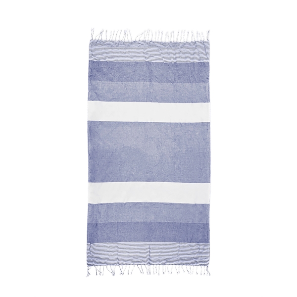 Riviera Peshtemal beach towel with hand-knotted fringed hems.... from ASI 91605 Towel Specialties / Cobblestone Mills