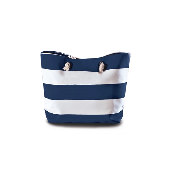 15" x 21" polyester tote bag with striped pattern.... from ASI 91605 Towel Specialties