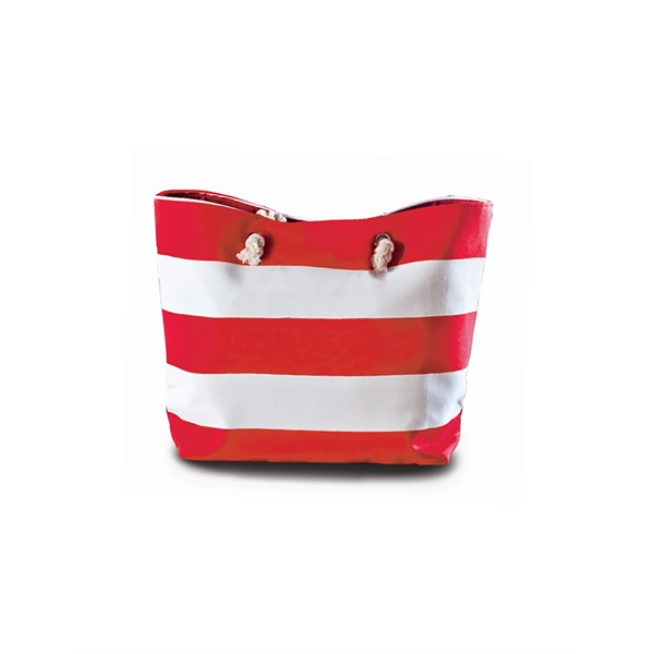 15" x 21" polyester tote bag with striped pattern.... from ASI 91605 Towel Specialties