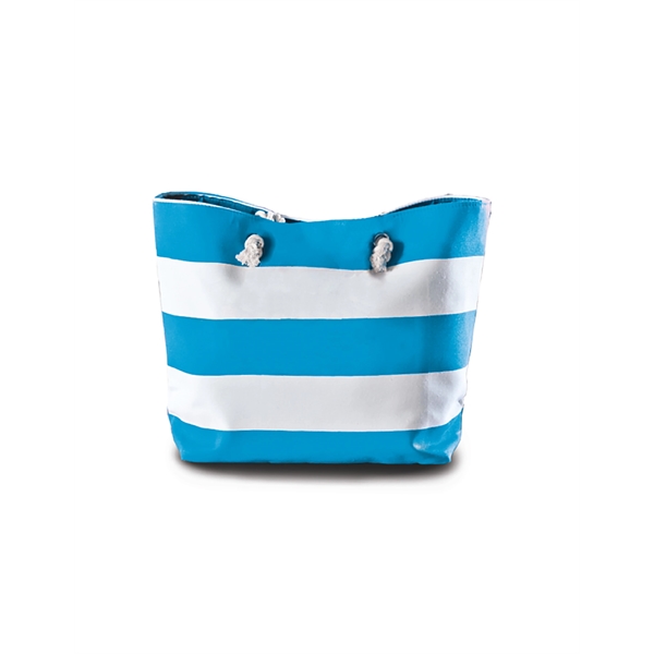 15" x 21" polyester tote bag with striped pattern.... from ASI 91605 Towel Specialties