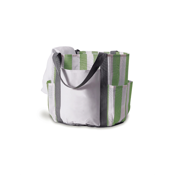 Enormous Titan tote bag with a striped pattern, seven outer pockets,... from ASI 91605 Towel Specialties