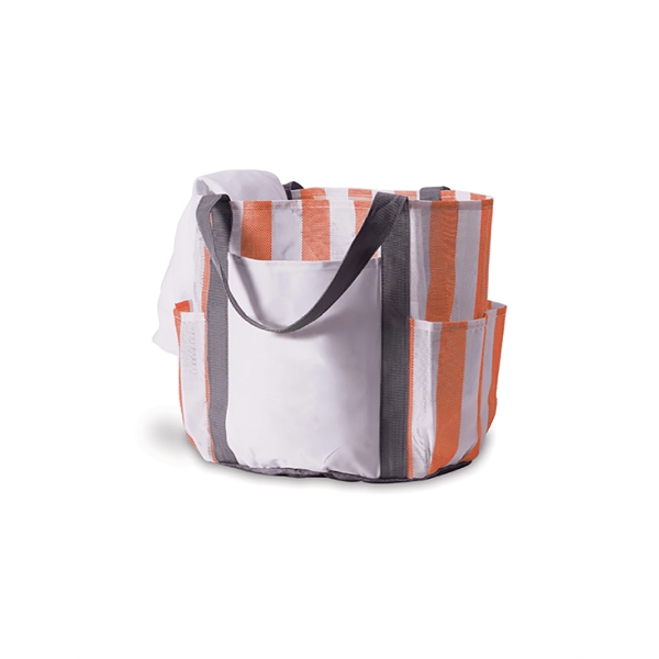 Enormous Titan tote bag with a striped pattern, seven outer pockets,... from ASI 91605 Towel Specialties