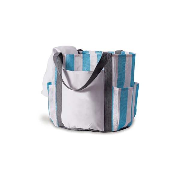 Enormous Titan tote bag with a striped pattern, seven outer pockets,... from ASI 91605 Towel Specialties