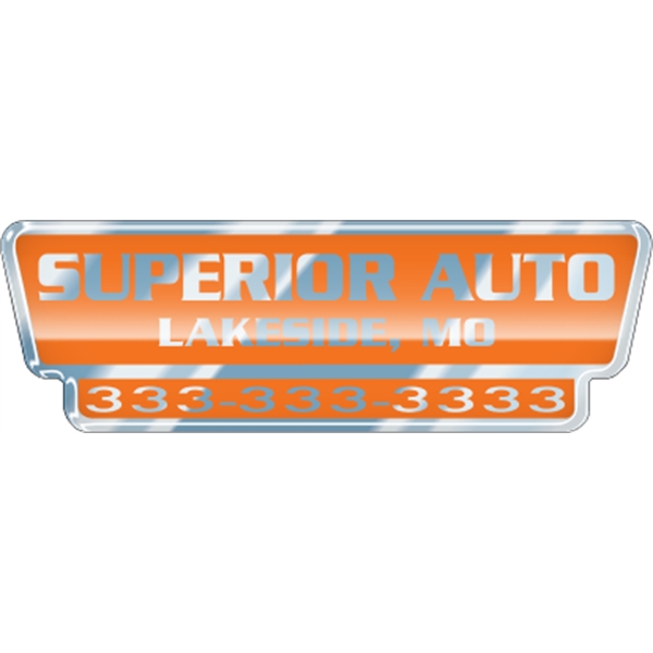 5.733" x 1.865" trapezoid with rectangle domed auto ad with permanent... from ASI 89910 Stouse, LLC