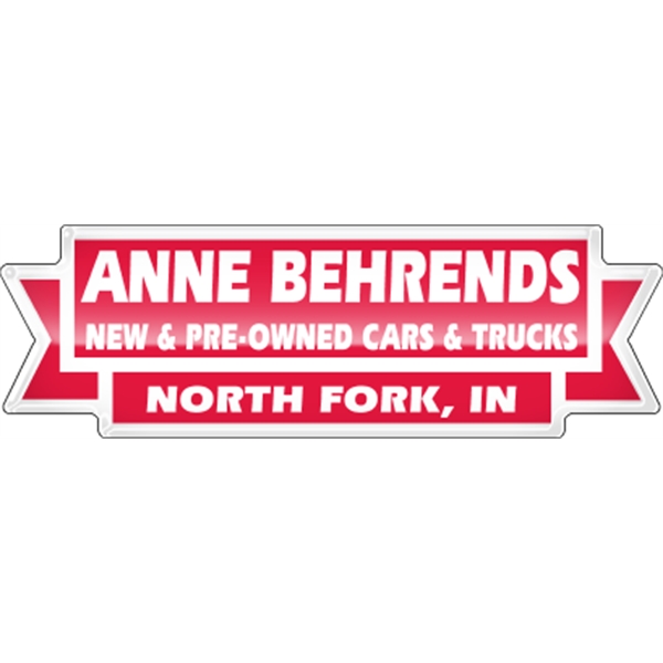 5.766" x 1.82" ribbon with rectangle domed auto ad with permanent... from ASI 89910 Stouse, LLC