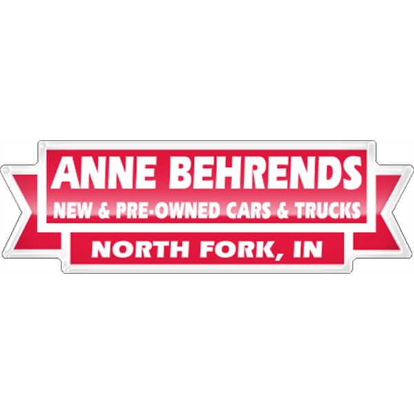5.766" x 1.82" ribbon with rectangle domed auto ad with permanent... from ASI 89910 Stouse, LLC