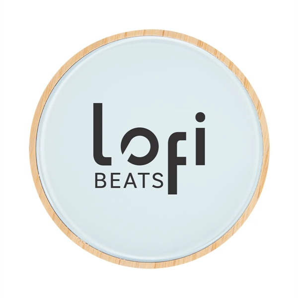 Glass and bamboo wireless charger with 10W output, QI compatibility, LED... from ASI 61125 Hit Promotional Products / Hit®