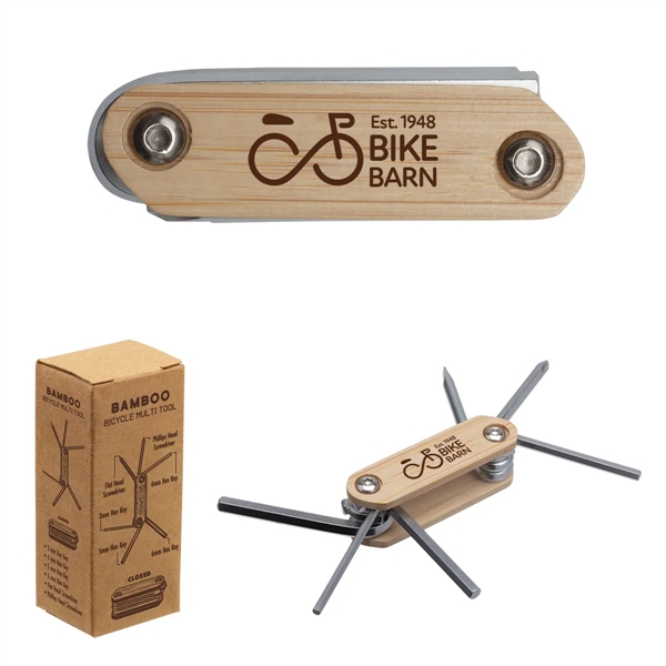 Bamboo bicycle multi tool with custom decoration.... from ASI 62190 Illini