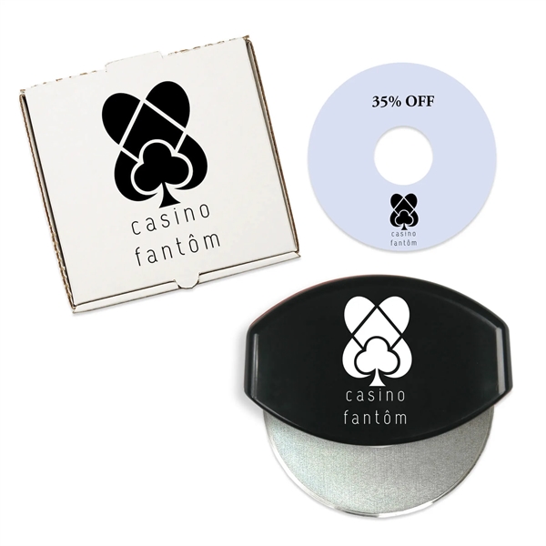 Pizza accessory set with gourmet pizza cutter, pizza box and coupon... from ASI 54040 Fey Promo / Mi Line by Fey