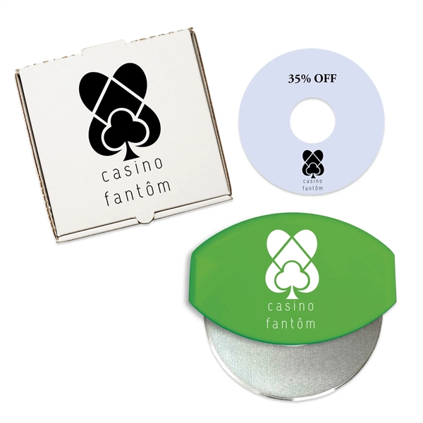 Pizza accessory set with gourmet pizza cutter, pizza box and coupon... from ASI 54040 Fey Promo / Mi Line by Fey