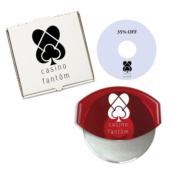 Pizza accessory set with gourmet pizza cutter, pizza box and coupon... from ASI 54040 Fey Promo / Mi Line by Fey