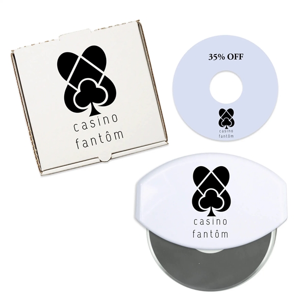Pizza accessory set with gourmet pizza cutter, pizza box and coupon... from ASI 54040 Fey Promo / Mi Line by Fey
